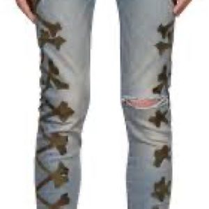 NEW Amiri Clay Indigo Camo Bones Skinny Jeans Size 34 men’s
